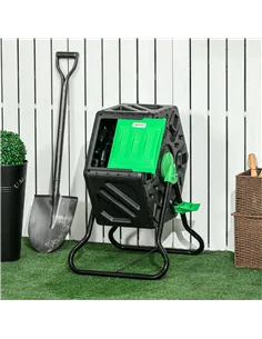 Outsunny 65L Garden Compost Bin, Single Chamber Rotating Composter, Compost Maker with 24 Ventilation Openings and Steel Legs 2