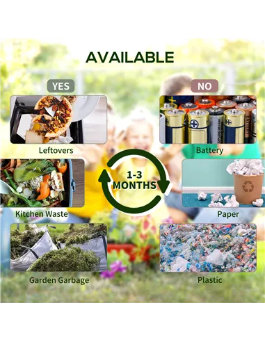 Outsunny 65L Garden Compost Bin, Single Chamber Rotating Composter, Compost Maker with 24 Ventilation Openings and Steel Legs