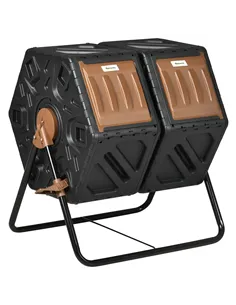 Outsunny 130L Double Chamber Composter - Black