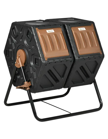 Outsunny 130L Double Chamber Composter - Black