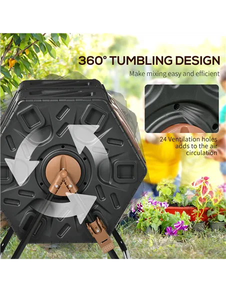 Outsunny 130L Double Chamber Composter - Black