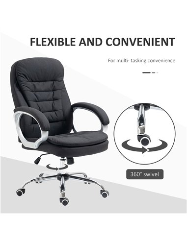 HOMCOM Office Chair Computer Chair Executive Office Chair with Height Adjustable, Comfortable Desk Chair for Home Office Fabric 