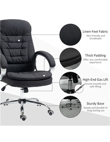 HOMCOM Office Chair Computer Chair Executive Office Chair with Height Adjustable, Comfortable Desk Chair for Home Office Fabric 