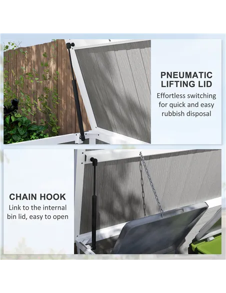 Outsunny 4.7 x 2.5FT Garden Shed, Double Bin Storage Shed with Lockable Doors, Outdoor Small Shed with Openable Lid for 2 Trash 