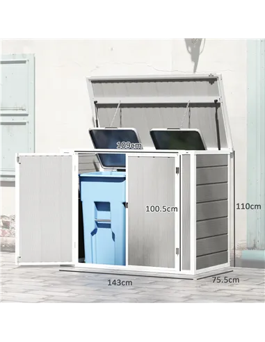 Outsunny 4.7 x 2.5FT Garden Shed, Lockable Outdoor Storage with Openable Lid, Small Shed for 2 Trash Cans, Tools, Patio, Light G