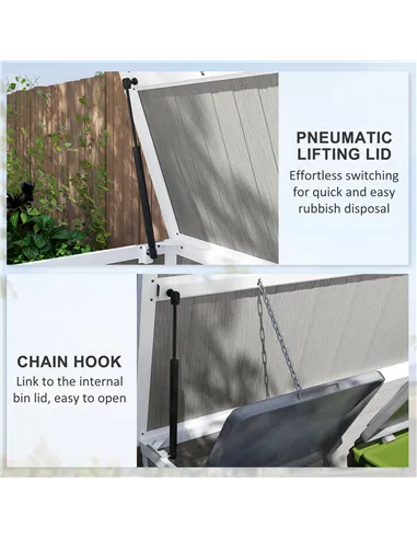 Outsunny 4.7 x 2.5FT Garden Shed, Lockable Outdoor Storage with Openable Lid, Small Shed for 2 Trash Cans, Tools, Patio, Light G