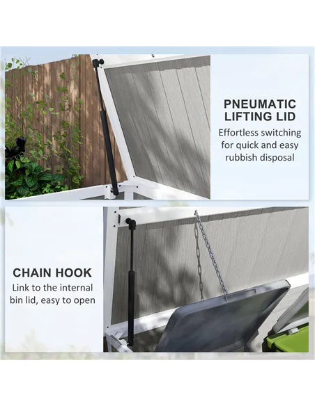 Outsunny 4.7 x 2.5FT Garden Shed, Lockable Outdoor Storage with Openable Lid, Small Shed for 2 Trash Cans, Tools, Patio, Light G