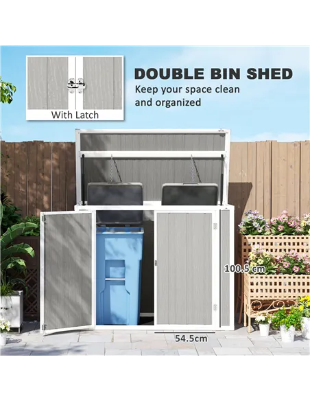 Outsunny 4.7 x 2.5FT Garden Shed, Lockable Outdoor Storage with Openable Lid, Small Shed for 2 Trash Cans, Tools, Patio, Light G