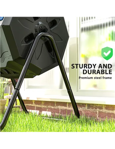 Outsunny 160L 360° Rotating Dual Chamber Composter - Blue