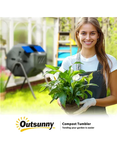 Outsunny 160L 360° Rotating Dual Chamber Composter - Blue