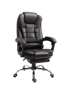 HOMCOM PU Leather Executive Office Chair, High Back Swivel Chair with Retractable Footrest, Adjustable Height, Reclining Functio