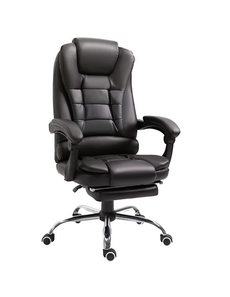 HOMCOM PU Leather Executive Office Chair, High Back Swivel Chair with Retractable Footrest, Adjustable Height, Reclining Functio