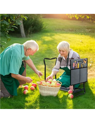 Outsunny Steel Frame Padded Garden Kneeler, with Tool Bag - Grey