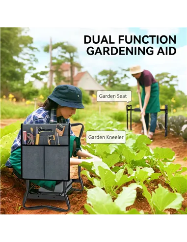 Outsunny Steel Frame Padded Garden Kneeler, with Tool Bag - Grey