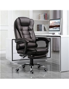 HOMCOM PU Leather Executive Office Chair, High Back Swivel Chair with Retractable Footrest, Adjustable Height, Reclining Functio 2