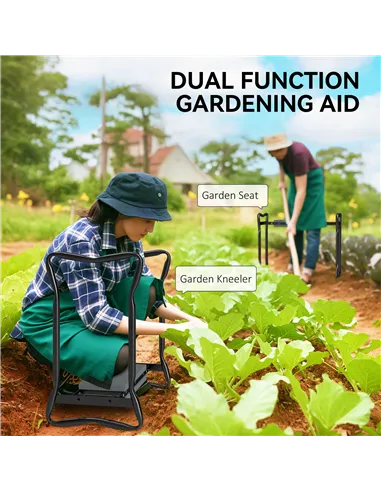 Outsunny 2 In 1 Garden Kneeler Seat Kneeling Pad Support Bench Foldable Knee Protector, Grey