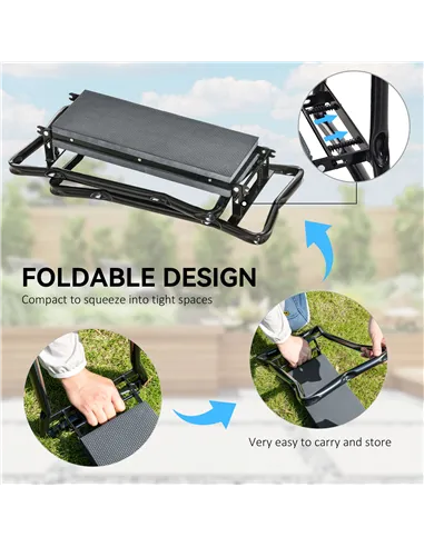 Outsunny 2 In 1 Garden Kneeler Seat Kneeling Pad Support Bench Foldable Knee Protector, Grey