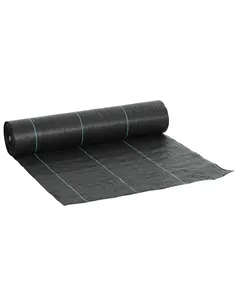 Outsunny 2m x 90m Weed Control Membrane, Heavy Duty Weed Control Barrier Fabric, 90gsm Ground Cover for Patios, Garden, Flower b