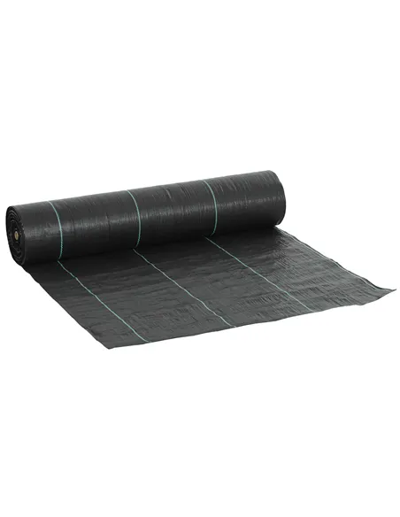 Outsunny 2m x 90m Weed Control Membrane, Heavy Duty Weed Control Barrier Fabric, 90gsm Ground Cover for Patios, Garden, Flower b