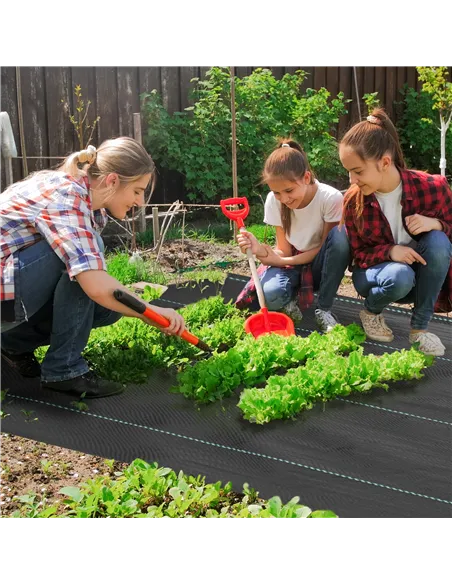 Outsunny 2m x 90m Weed Control Membrane, Heavy Duty Weed Control Barrier Fabric, 90gsm Ground Cover for Patios, Garden, Flower b