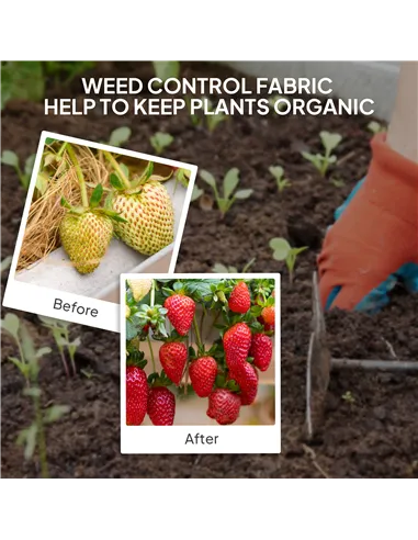 Outsunny 2m x 90m Weed Control Membrane, Heavy Duty Weed Control Barrier Fabric, 90gsm Ground Cover for Patios, Garden, Flower b