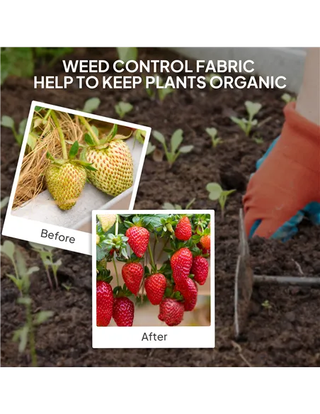 Outsunny 2m x 90m Weed Control Membrane, Heavy Duty Weed Control Barrier Fabric, 90gsm Ground Cover for Patios, Garden, Flower b