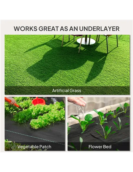 Outsunny 2m x 90m Weed Control Membrane, Heavy Duty Weed Control Barrier Fabric, 90gsm Ground Cover for Patios, Garden, Flower b