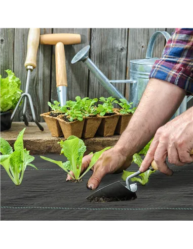 Outsunny 2m x 90m Weed Control Membrane, Heavy Duty Weed Control Barrier Fabric, 90gsm Ground Cover for Patios, Garden, Flower b