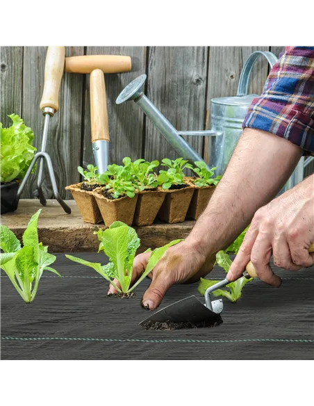 Outsunny 2m x 90m Weed Control Membrane, Heavy Duty Weed Control Barrier Fabric, 90gsm Ground Cover for Patios, Garden, Flower b