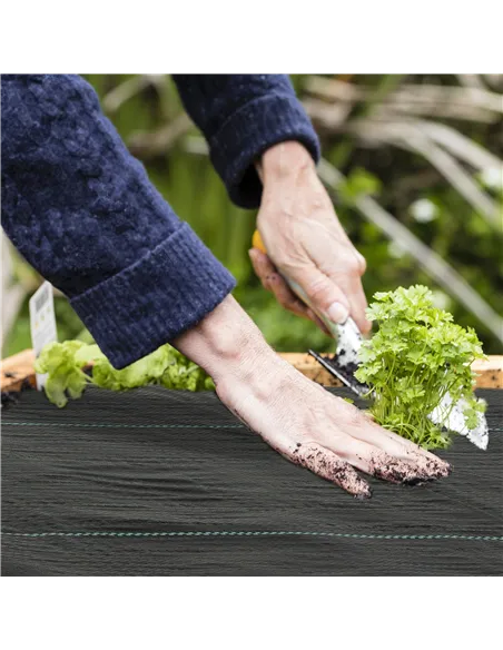 Outsunny 2m x 90m Weed Control Membrane, Heavy Duty Weed Control Barrier Fabric, 90gsm Ground Cover for Patios, Garden, Flower b