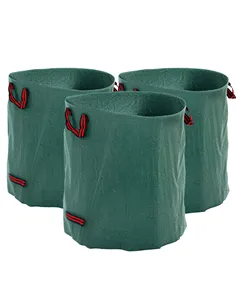 Outsunny Garden Waste Bags, 272L x 3 Heavy Duty Garden Bags, Foldable and Reusable Waste Sacks with Handles for Loading Leaf, Tr