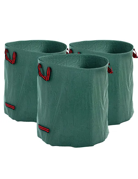 Outsunny Garden Waste Bags, 272L x 3 Heavy Duty Garden Bags, Foldable and Reusable Waste Sacks with Handles for Loading Leaf, Tr