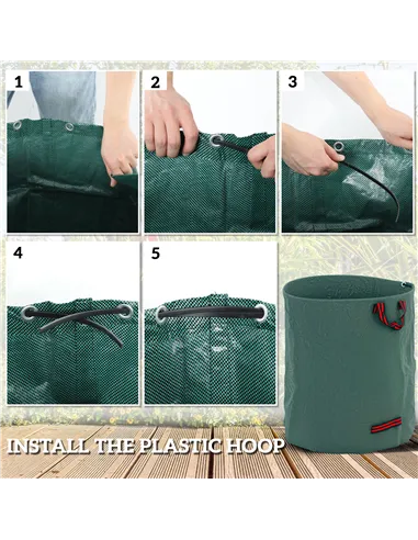 Outsunny Garden Waste Bags, 272L x 3 Heavy Duty Garden Bags, Foldable and Reusable Waste Sacks with Handles for Loading Leaf, Tr