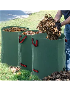 Outsunny Garden Waste Bags, 300L x 3 Heavy Duty Garden Bags, Foldable and Reusable Waste Sacks with Handles for Loading Leaf, Tr 2