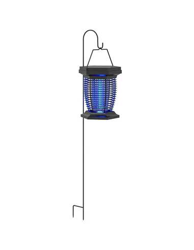 Outsunny 2-in-1 Electric Fly Zapper with UVA Light, Hanging Garden Lantern, Solar and USB-DC Rechargeable Insect Mosquito Bug Za