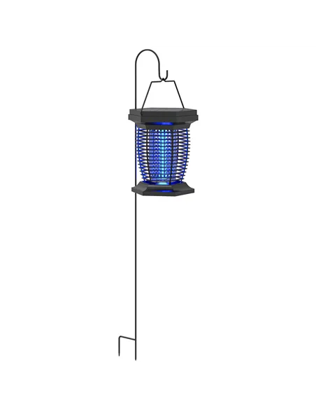 Outsunny 2-in-1 Electric Fly Zapper with UVA Light, Hanging Garden Lantern, Solar and USB-DC Rechargeable Insect Mosquito Bug Za