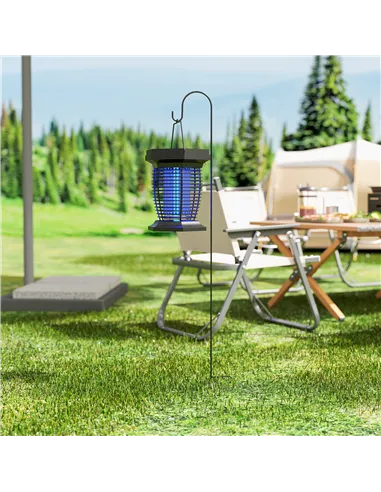 Outsunny 2-in-1 Electric Fly Zapper with UVA Light, Hanging Garden Lantern, Solar and USB-DC Rechargeable Insect Mosquito Bug Za