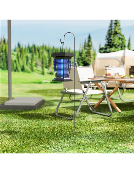 Outsunny 2-in-1 Electric Fly Zapper with UVA Light, Hanging Garden Lantern, Solar and USB-DC Rechargeable Insect Mosquito Bug Za