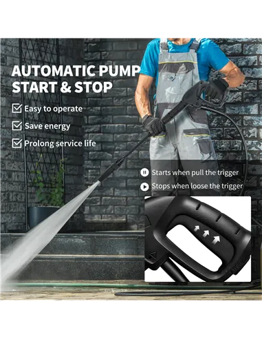 Outsunny 1800W High Pressure Washer, 150 Bar Pressure, 420 L/h Flow, Portable Power Washer Jet Wash Cleaner with Adjustable Nozz