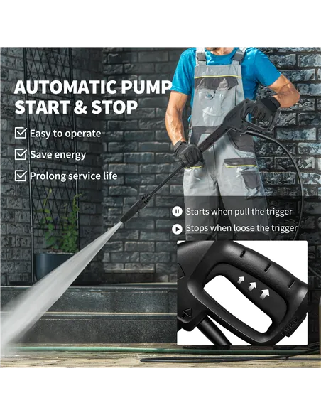 Outsunny 1800W High Pressure Washer, 150 Bar Pressure, 420 L/h Flow, Portable Power Washer Jet Wash Cleaner with Adjustable Nozz