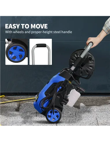 Outsunny 1800W High Pressure Washer, 150 Bar Pressure, 420 L/h Flow, Portable Power Washer Jet Wash Cleaner with Adjustable Nozz