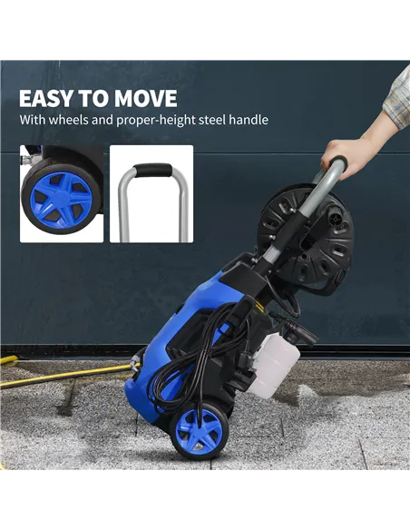 Outsunny 1800W High Pressure Washer, 150 Bar Pressure, 420 L/h Flow, Portable Power Washer Jet Wash Cleaner with Adjustable Nozz