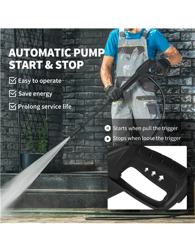 Outsunny 2200W High Pressure Washer, 170 Bar Pressure, 420 L/h Flow, Portable Electric Power Washer Jet Wash Cleaner with Adjust