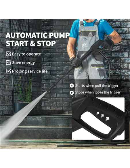 Outsunny 2200W High Pressure Washer, 170 Bar Pressure, 420 L/h Flow, Portable Electric Power Washer Jet Wash Cleaner with Adjust