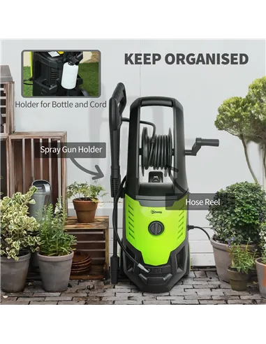 Outsunny 2200W High Pressure Washer, 170 Bar Pressure, 420 L/h Flow, Portable Electric Power Washer Jet Wash Cleaner with Adjust