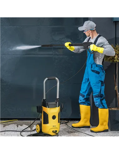 Outsunny 1800W 150-Bar Pressure Washer, with Adjustable Nozzle - Yellow