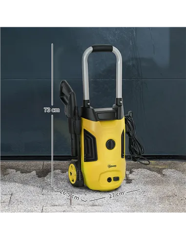 Outsunny 1800W 150-Bar Pressure Washer, with Adjustable Nozzle - Yellow