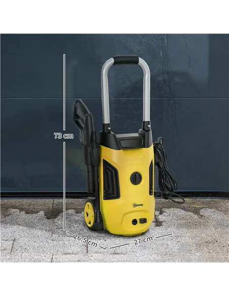 Outsunny 1800W 150-Bar Pressure Washer, with Adjustable Nozzle - Yellow