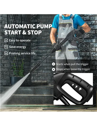 Outsunny 1800W 150-Bar Pressure Washer, with Adjustable Nozzle - Yellow