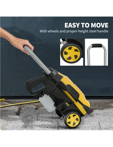 Outsunny 1800W 150-Bar Pressure Washer, with Adjustable Nozzle - Yellow
